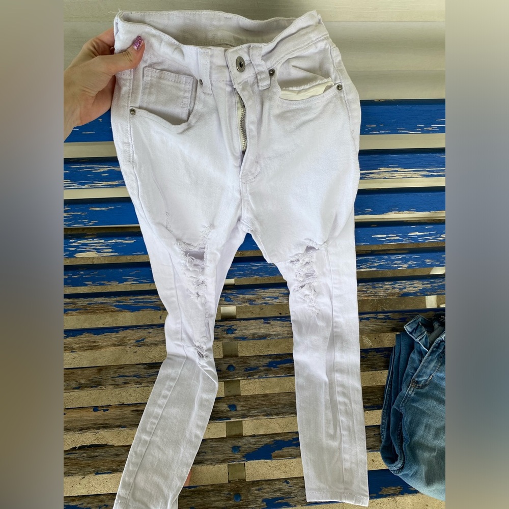 White ripped jeans